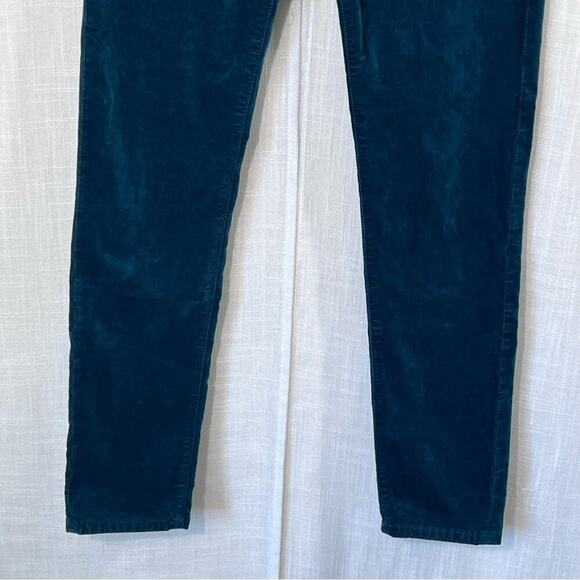 Anthropologie x AG Velvet Teal High Rise Slim Straight Stevie Ankle Pants Sz 26 - Picture 6 of 16